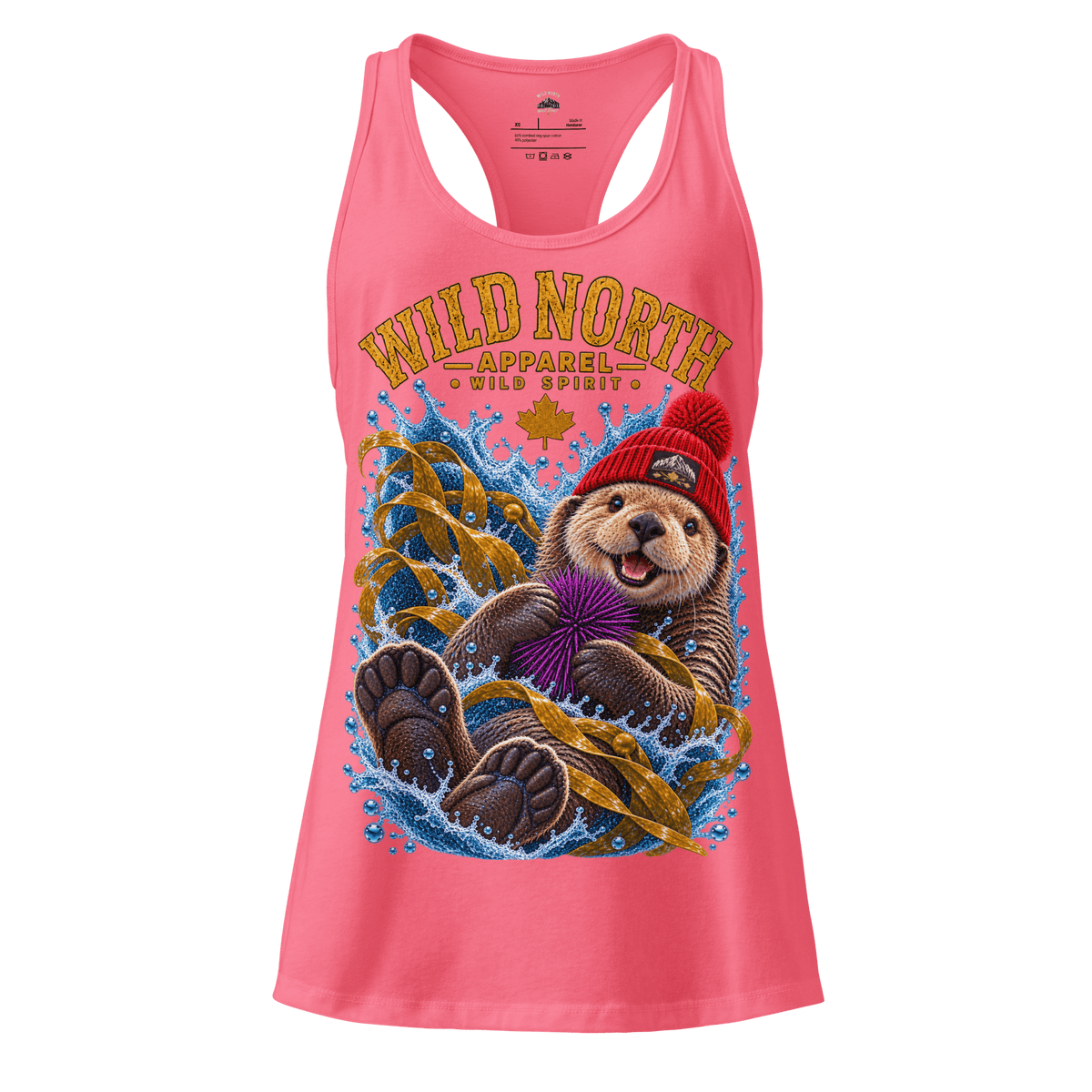 #wild_north_apparelWomen’s Northern Drift Wild Spirit Sea Otter - Fitted Racerback Tank Top - Wild North Apparel™#canadian_outdoor_wildlife_inspired_clothing#