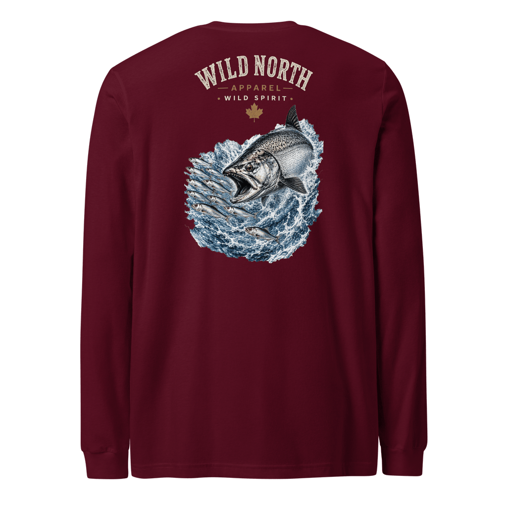 #wild_north_apparelCoastal Angler Chinook Pursuit - Unisex Long Sleeve Tee - Wild North Apparel™#canadian_outdoor_wildlife_inspired_clothing#