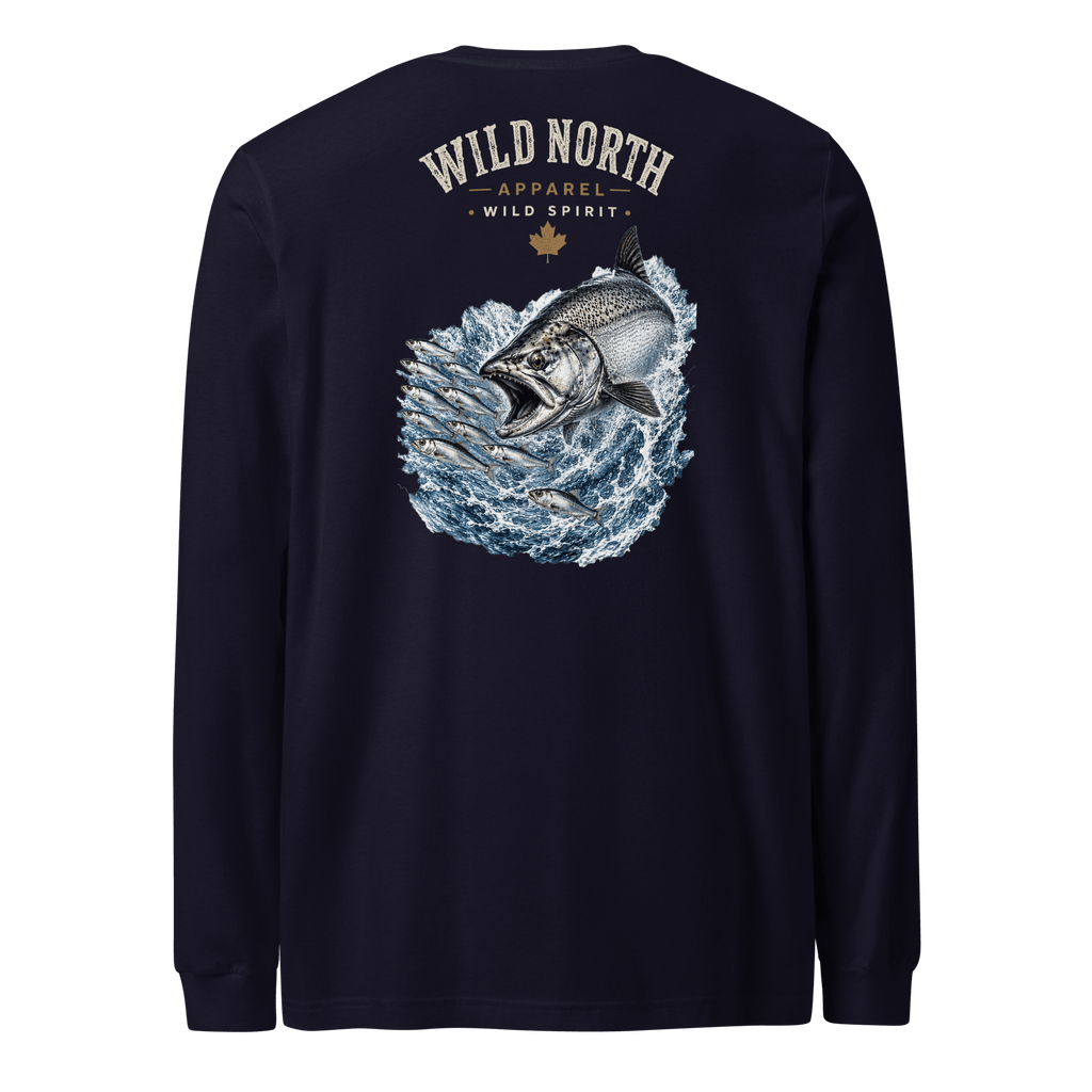 #wild_north_apparelCoastal Angler Chinook Pursuit - Unisex Long Sleeve Tee - Wild North Apparel™#canadian_outdoor_wildlife_inspired_clothing#