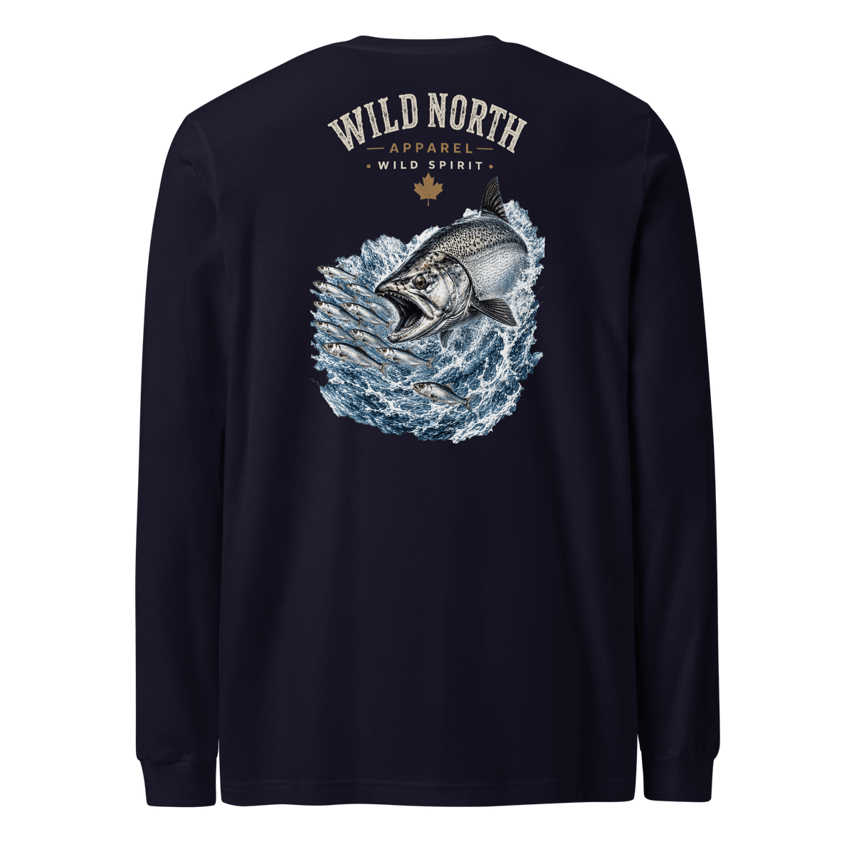 #wild_north_apparelCoastal Angler Chinook Pursuit - Unisex Long Sleeve Tee - Wild North Apparel™#canadian_outdoor_wildlife_inspired_clothing#