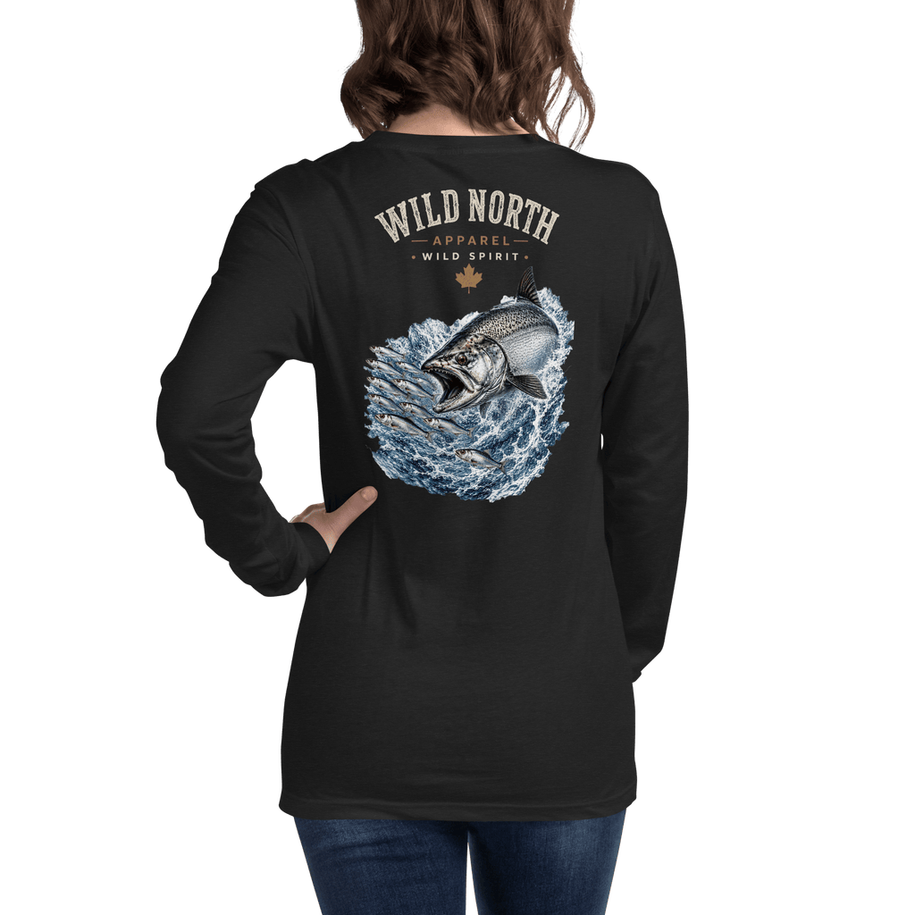 #wild_north_apparelCoastal Angler Chinook Pursuit - Unisex Long Sleeve Tee - Wild North Apparel™#canadian_outdoor_wildlife_inspired_clothing#