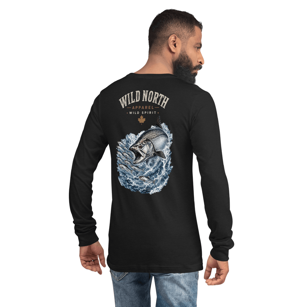 #wild_north_apparelCoastal Angler Chinook Pursuit - Unisex Long Sleeve Tee - Wild North Apparel™#canadian_outdoor_wildlife_inspired_clothing#
