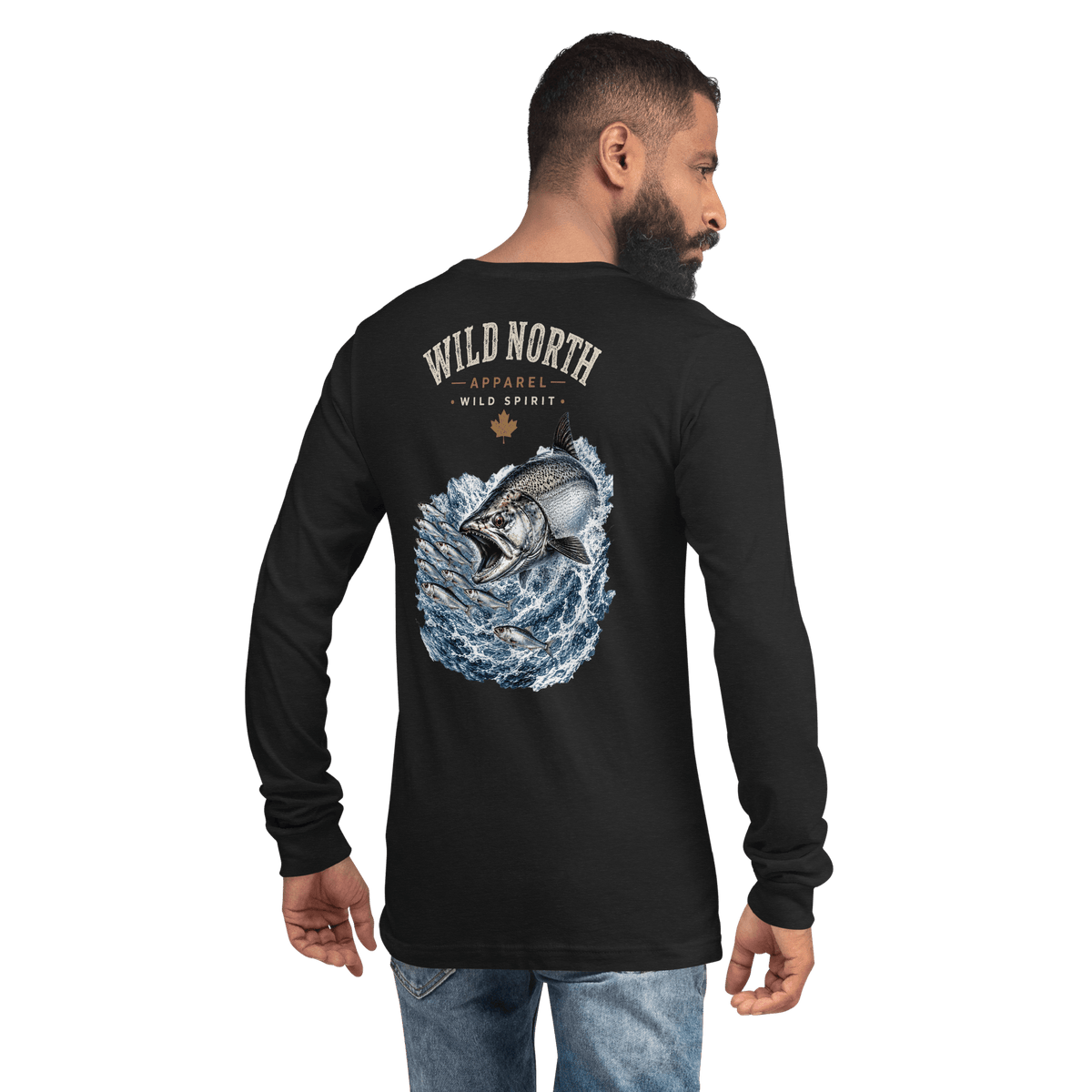 #wild_north_apparelCoastal Angler Chinook Pursuit - Unisex Long Sleeve Tee - Wild North Apparel™#canadian_outdoor_wildlife_inspired_clothing#