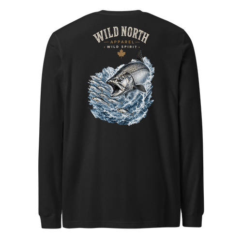 #wild_north_apparelCoastal Angler Chinook Pursuit - Unisex Long Sleeve Tee - Wild North Apparel™#canadian_outdoor_wildlife_inspired_clothing#