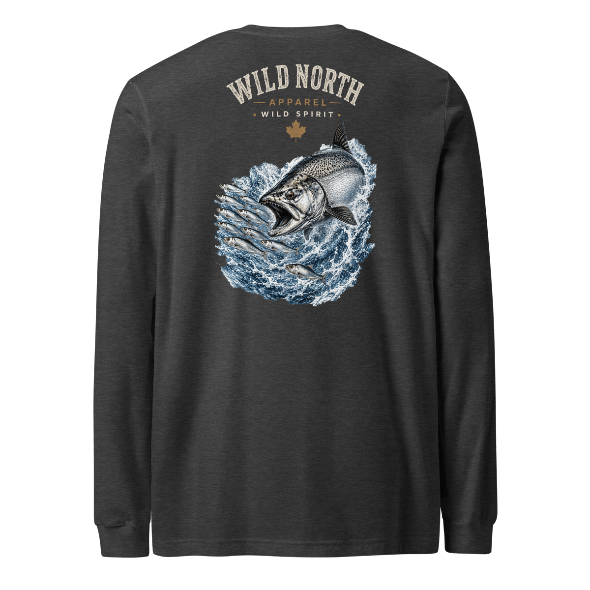#wild_north_apparelCoastal Angler Chinook Pursuit - Unisex Long Sleeve Tee - Wild North Apparel™#canadian_outdoor_wildlife_inspired_clothing#