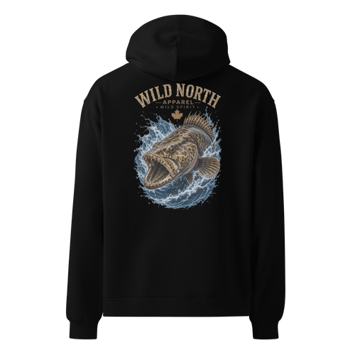 #wild_north_apparelCoastal Predator – Lingcod Wild Spirit Hoodie - Unisex Oversized Hoodie - Wild North Apparel#canadian_outdoor_wildlife_inspired_clothing#