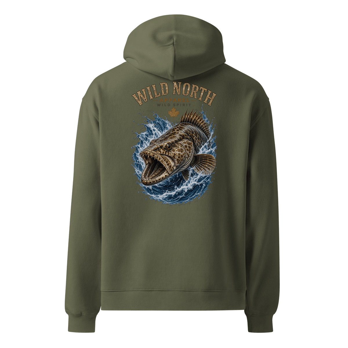 #wild_north_apparelCoastal Predator – Lingcod Wild Spirit Hoodie - Unisex Oversized Hoodie - Wild North Apparel#canadian_outdoor_wildlife_inspired_clothing#