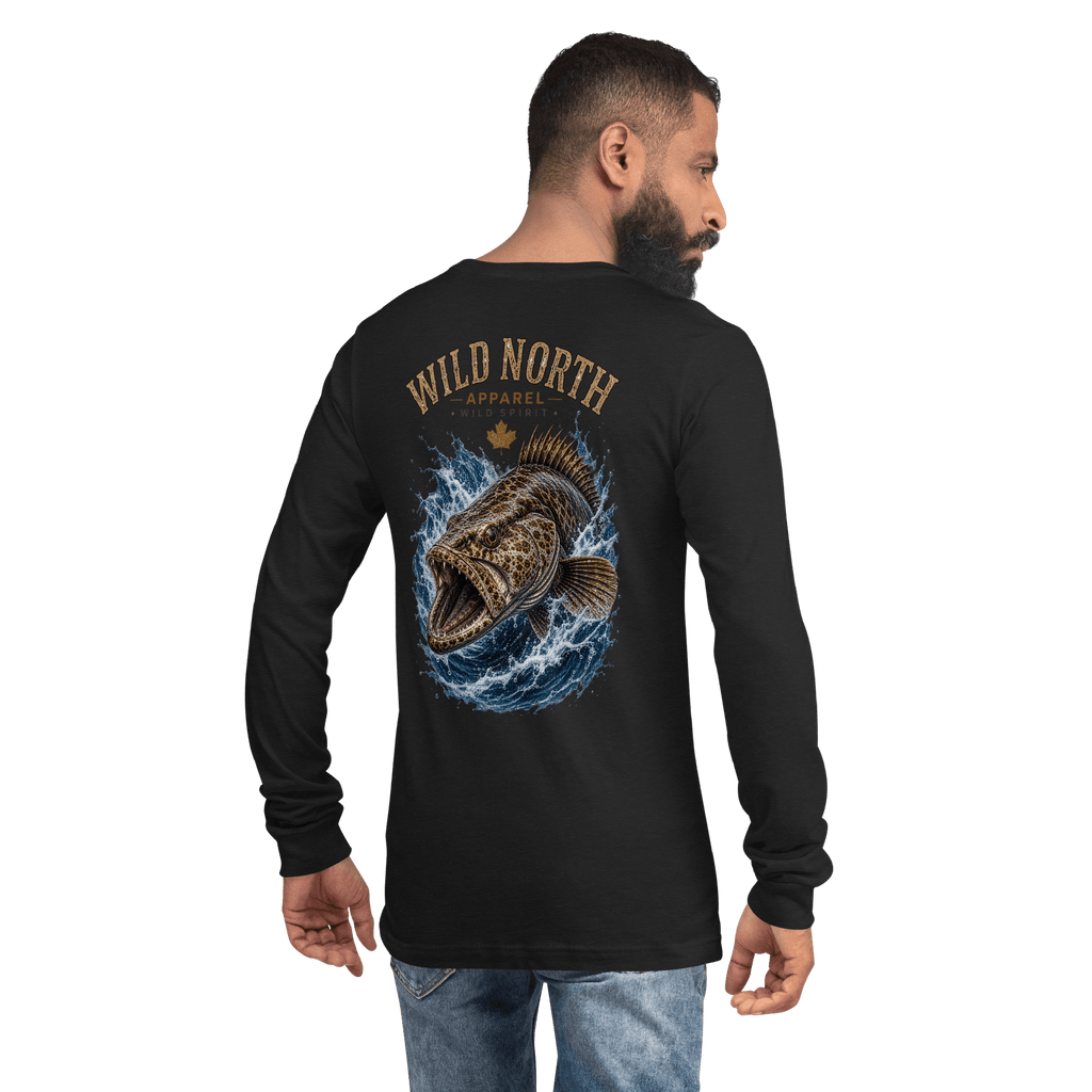 #wild_north_apparelCoastal Predator – Lingcod Wild Spirit - Unisex Long Sleeve Tee - Wild North Apparel™#canadian_outdoor_wildlife_inspired_clothing#