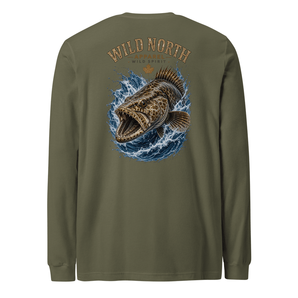 #wild_north_apparelCoastal Predator – Lingcod Wild Spirit - Unisex Long Sleeve Tee - Wild North Apparel™#canadian_outdoor_wildlife_inspired_clothing#