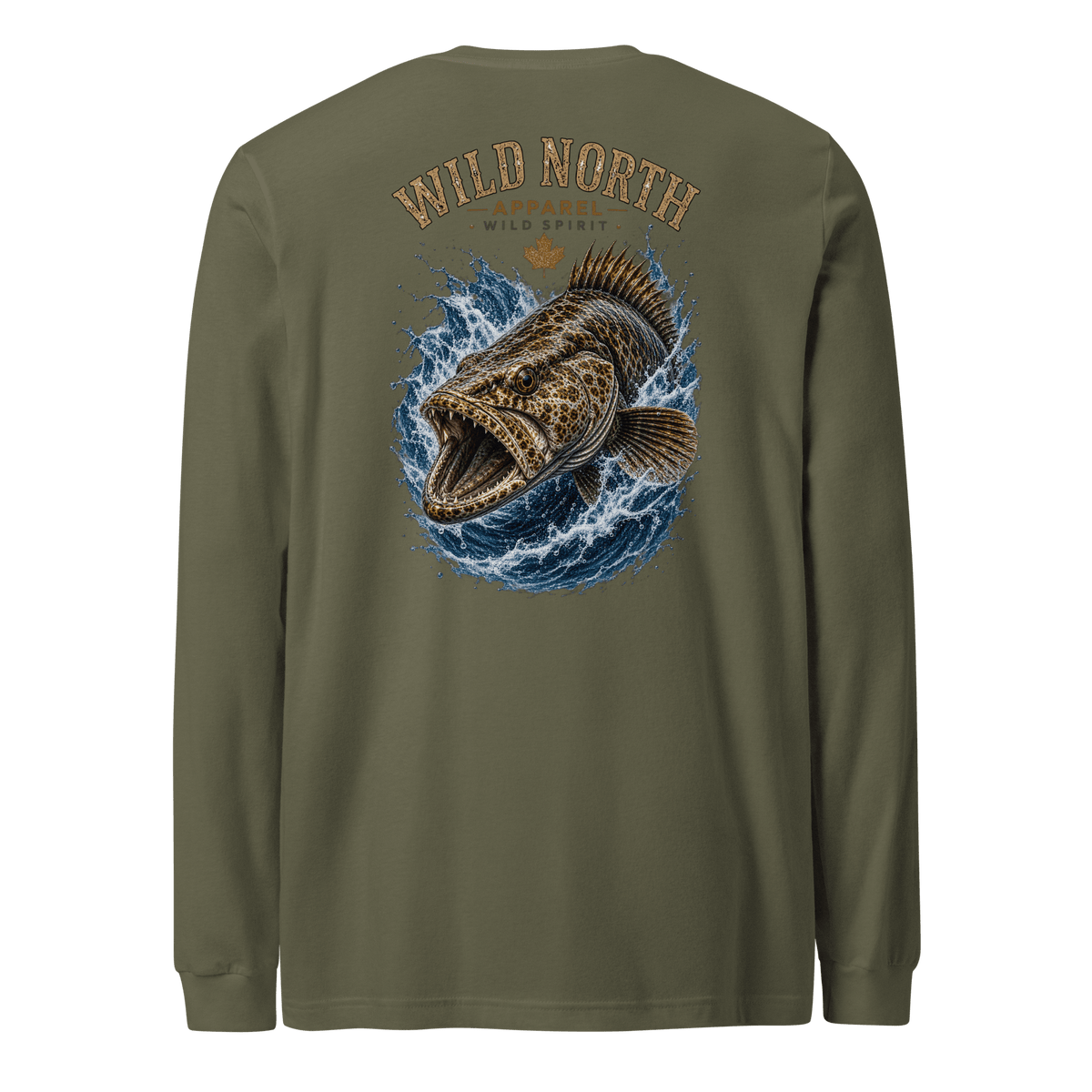 #wild_north_apparelCoastal Predator – Lingcod Wild Spirit - Unisex Long Sleeve Tee - Wild North Apparel™#canadian_outdoor_wildlife_inspired_clothing#