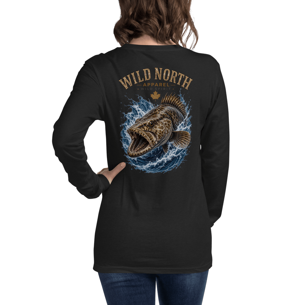 #wild_north_apparelCoastal Predator – Lingcod Wild Spirit - Unisex Long Sleeve Tee - Wild North Apparel™#canadian_outdoor_wildlife_inspired_clothing#