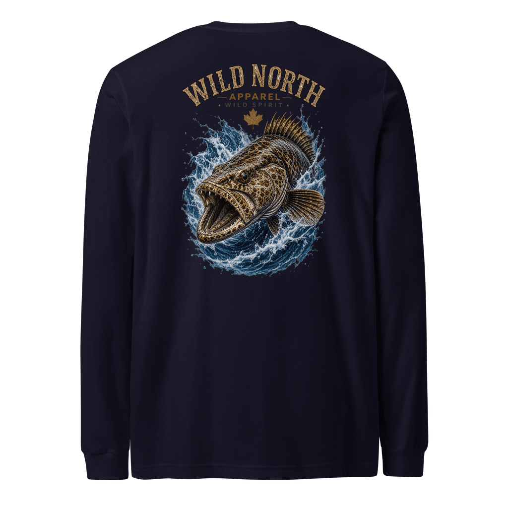 #wild_north_apparelCoastal Predator – Lingcod Wild Spirit - Unisex Long Sleeve Tee - Wild North Apparel™#canadian_outdoor_wildlife_inspired_clothing#