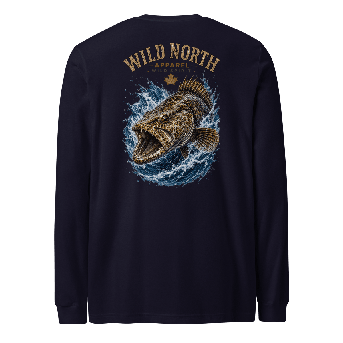 #wild_north_apparelCoastal Predator – Lingcod Wild Spirit - Unisex Long Sleeve Tee - Wild North Apparel™#canadian_outdoor_wildlife_inspired_clothing#