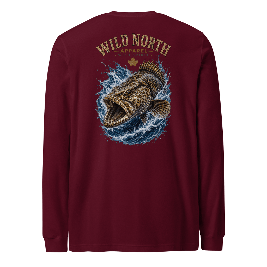 #wild_north_apparelCoastal Predator – Lingcod Wild Spirit - Unisex Long Sleeve Tee - Wild North Apparel™#canadian_outdoor_wildlife_inspired_clothing#