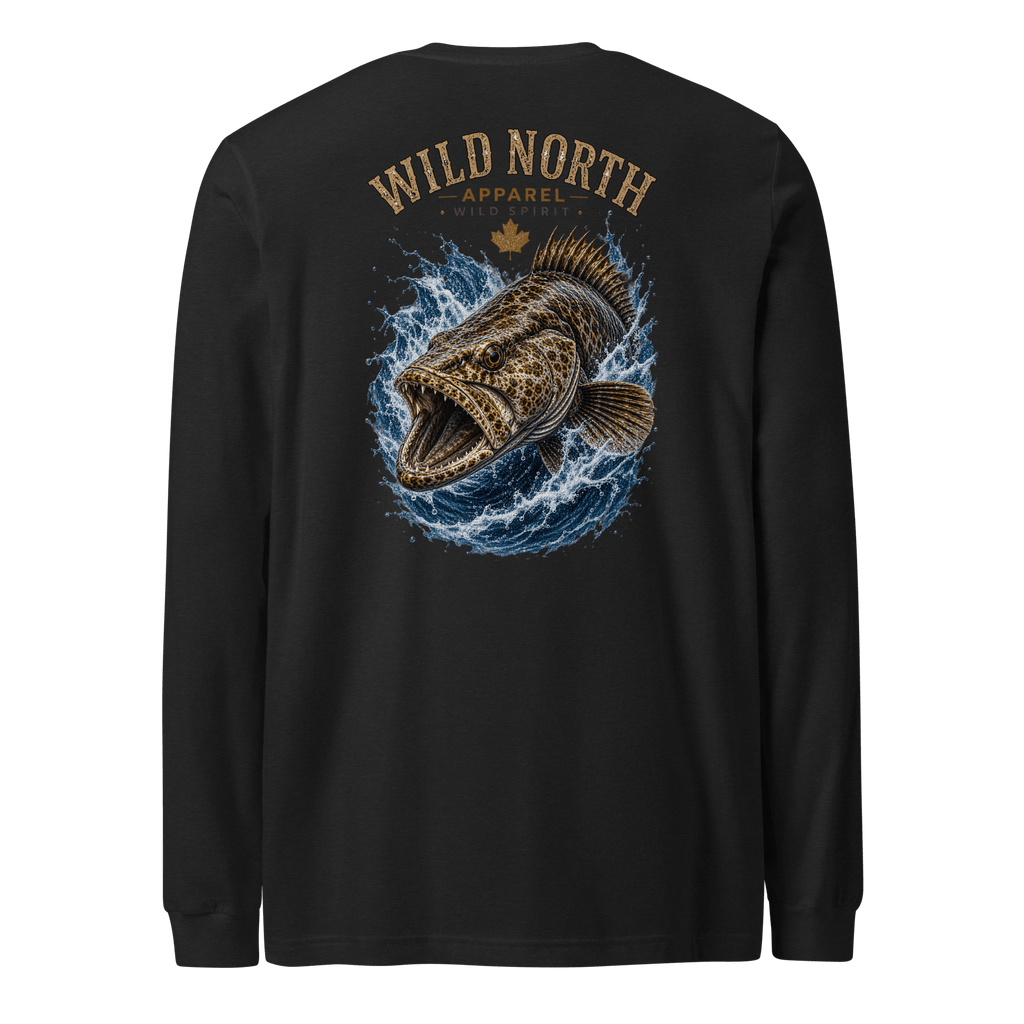 #wild_north_apparelCoastal Predator – Lingcod Wild Spirit - Unisex Long Sleeve Tee - Wild North Apparel™#canadian_outdoor_wildlife_inspired_clothing#