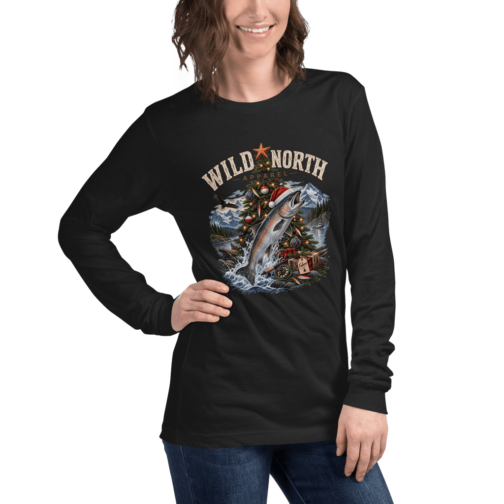 #wild_north_apparelFishmas Cheer Holiday - Unisex Long Sleeve Tee - Wild North Apparel™#canadian_outdoor_wildlife_inspired_clothing#