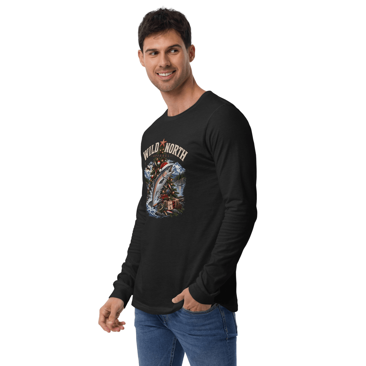 #wild_north_apparelFishmas Cheer Holiday - Unisex Long Sleeve Tee - Wild North Apparel™#canadian_outdoor_wildlife_inspired_clothing#
