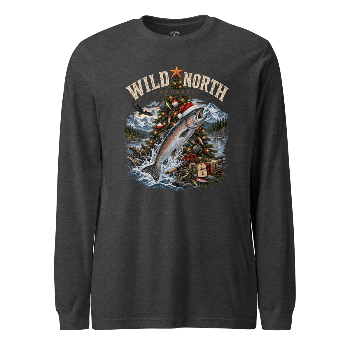 #wild_north_apparelFishmas Cheer Holiday - Unisex Long Sleeve Tee - Wild North Apparel™#canadian_outdoor_wildlife_inspired_clothing#