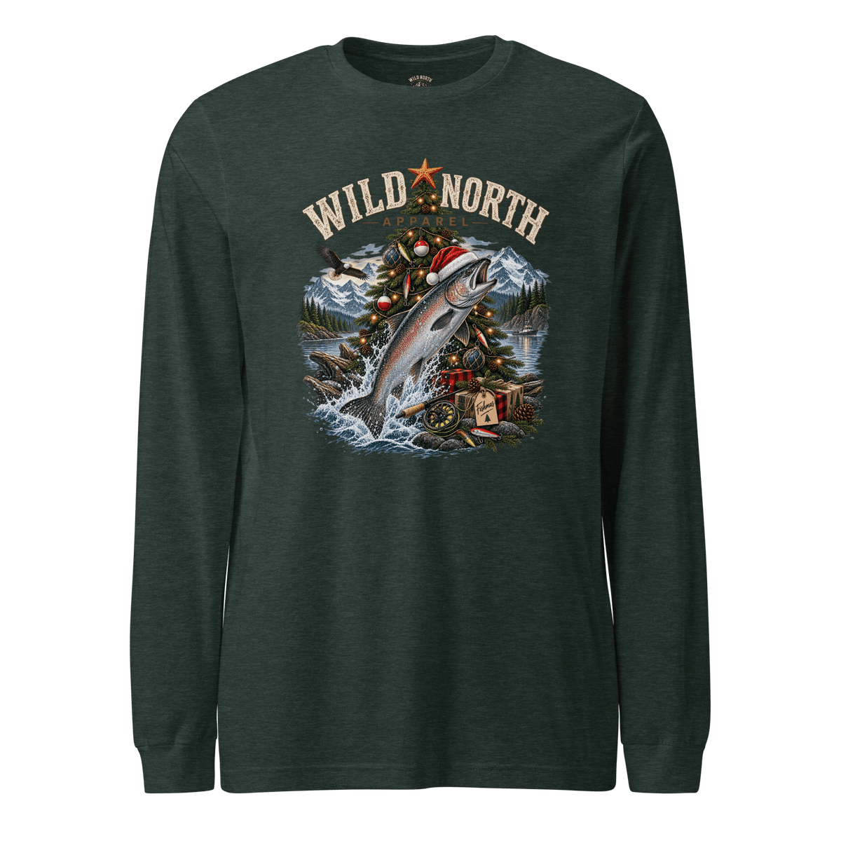 #wild_north_apparelFishmas Cheer Holiday - Unisex Long Sleeve Tee - Wild North Apparel™#canadian_outdoor_wildlife_inspired_clothing#