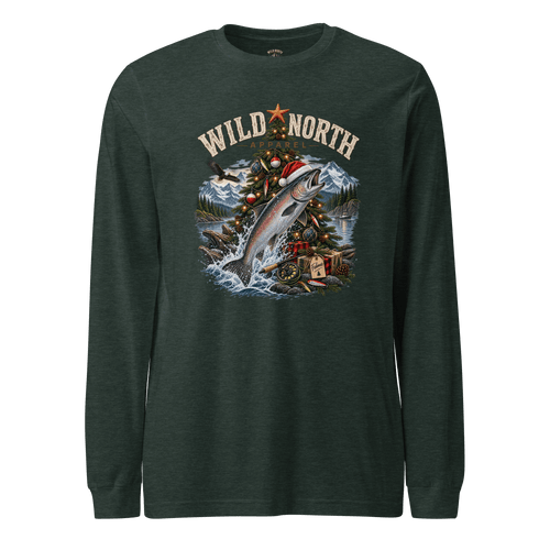 #wild_north_apparelFishmas Cheer Holiday - Unisex Long Sleeve Tee - Wild North Apparel™#canadian_outdoor_wildlife_inspired_clothing#
