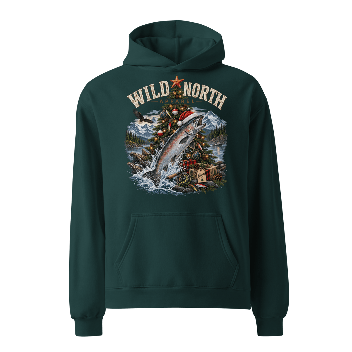 #wild_north_apparelFishmas Cheer Holiday™ - Unisex oversized hoodie - Wild North Apparel™#canadian_outdoor_wildlife_inspired_clothing#