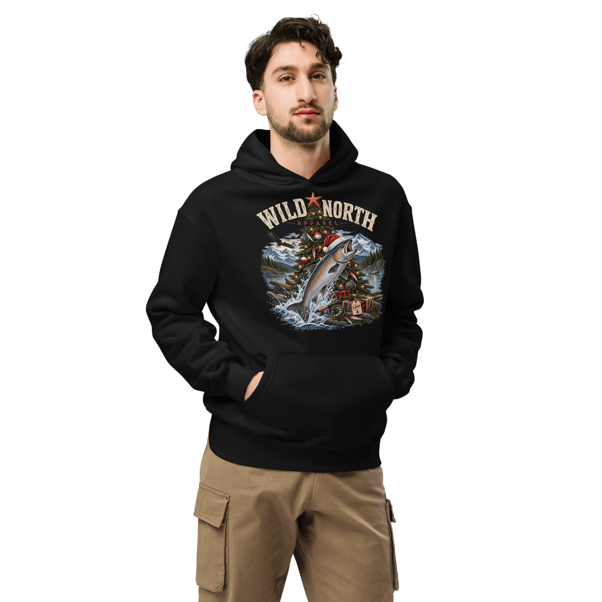 #wild_north_apparelFishmas Cheer Holiday™ - Unisex oversized hoodie - Wild North Apparel™#canadian_outdoor_wildlife_inspired_clothing#