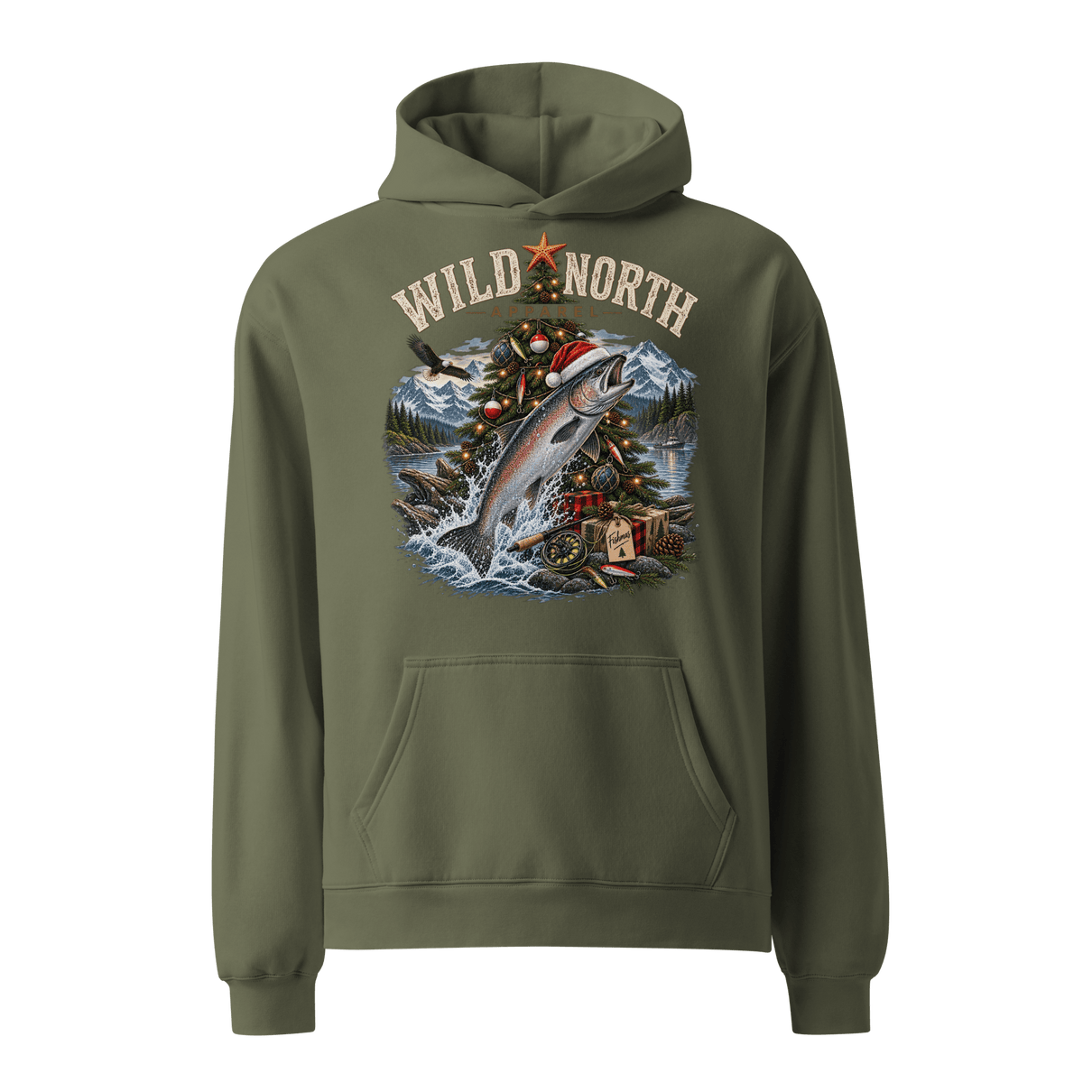 #wild_north_apparelFishmas Cheer Holiday™ - Unisex oversized hoodie - Wild North Apparel™#canadian_outdoor_wildlife_inspired_clothing#
