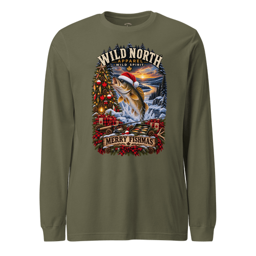 #wild_north_apparelFishmas Cheer Walleye™- Unisex Long Sleeve Tee - Wild North Apparel™#canadian_outdoor_wildlife_inspired_clothing#