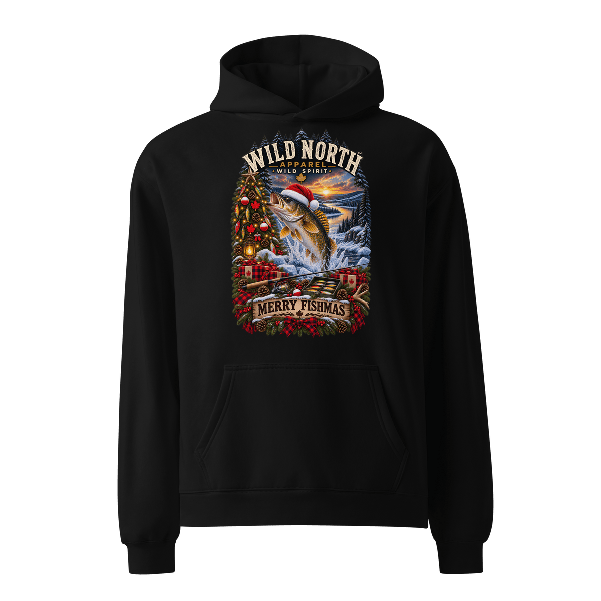 #wild_north_apparelFishmas Cheer Walleye™ - Unisex oversized hoodie - Wild North Apparel™#canadian_outdoor_wildlife_inspired_clothing#