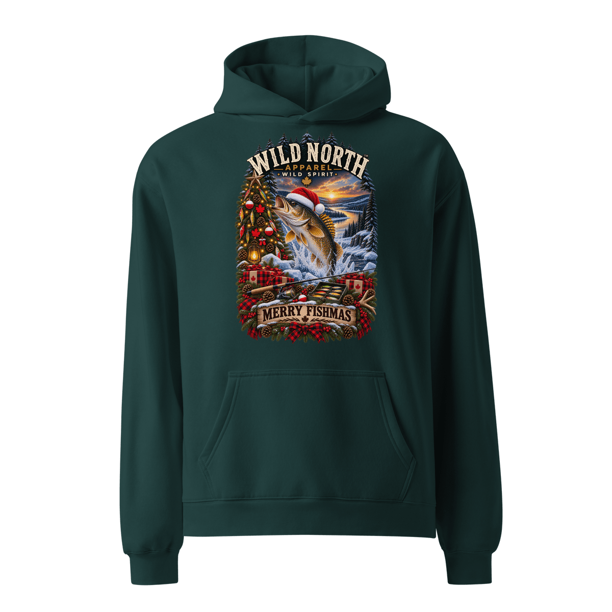 #wild_north_apparelFishmas Cheer Walleye™ - Unisex oversized hoodie - Wild North Apparel™#canadian_outdoor_wildlife_inspired_clothing#