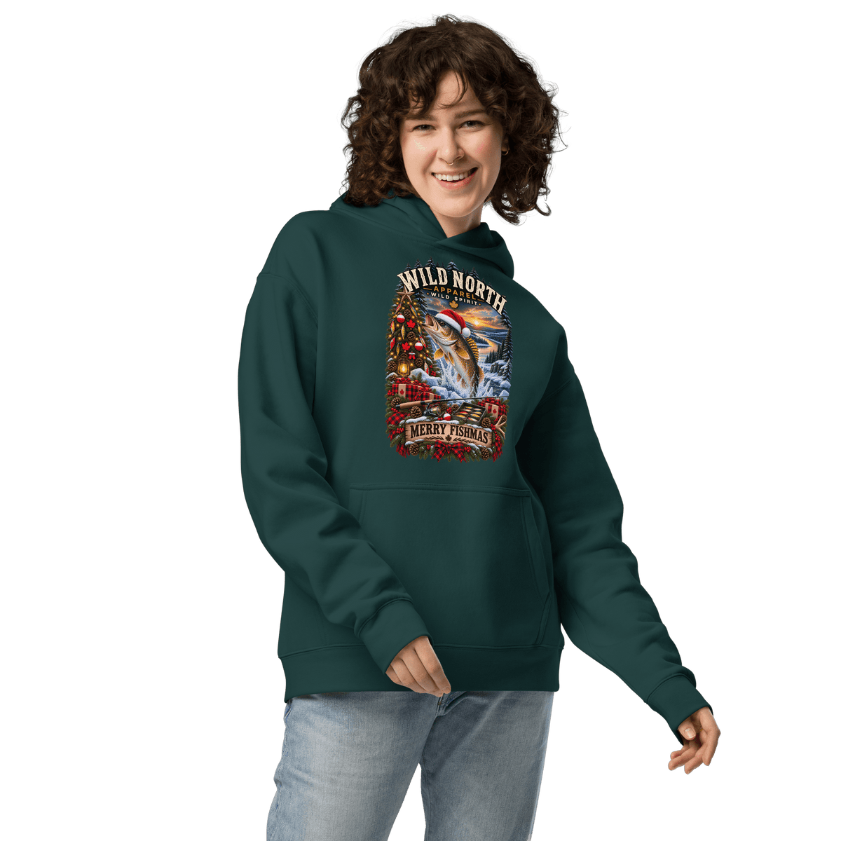 #wild_north_apparelFishmas Cheer Walleye™ - Unisex oversized hoodie - Wild North Apparel™#canadian_outdoor_wildlife_inspired_clothing#