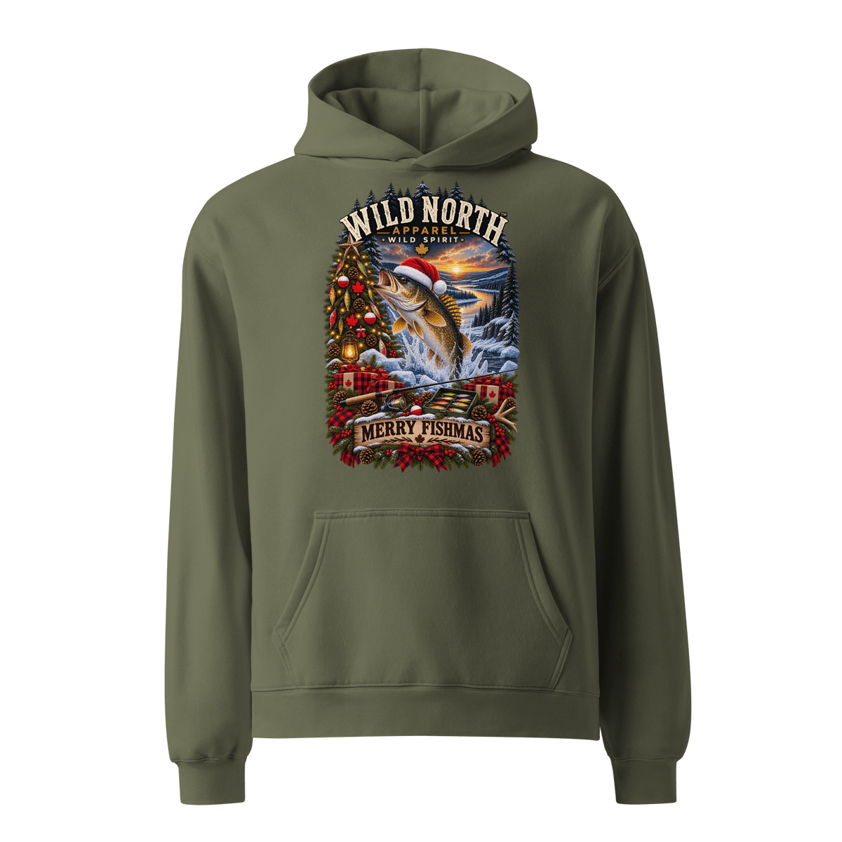 #wild_north_apparelFishmas Cheer Walleye™ - Unisex oversized hoodie - Wild North Apparel™#canadian_outdoor_wildlife_inspired_clothing#