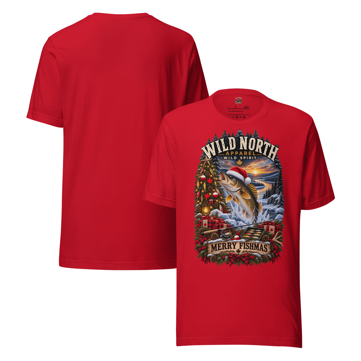 #wild_north_apparelFishmas Cheer Walleye™ - Unisex t-shirt - Wild North Apparel™#canadian_outdoor_wildlife_inspired_clothing#