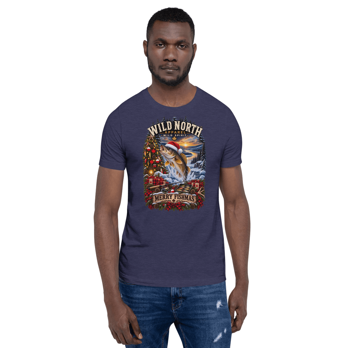 #wild_north_apparelFishmas Cheer Walleye™ - Unisex t-shirt - Wild North Apparel™#canadian_outdoor_wildlife_inspired_clothing#