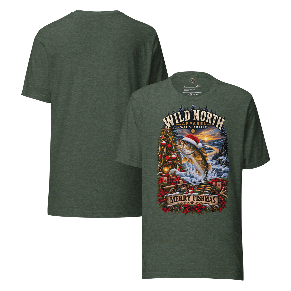 #wild_north_apparelFishmas Cheer Walleye™ - Unisex t-shirt - Wild North Apparel™#canadian_outdoor_wildlife_inspired_clothing#