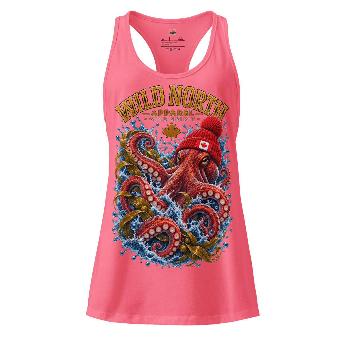 #wild_north_apparelKraken of the North Octopus - Women’s Fitted Racerback Tank Top - Wild North Apparel#canadian_outdoor_wildlife_inspired_clothing#