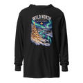 #wild_north_apparelNorthern Lights Christmas River™ - Hooded long-sleeve tee - Wild North Apparel™#canadian_outdoor_wildlife_inspired_clothing#