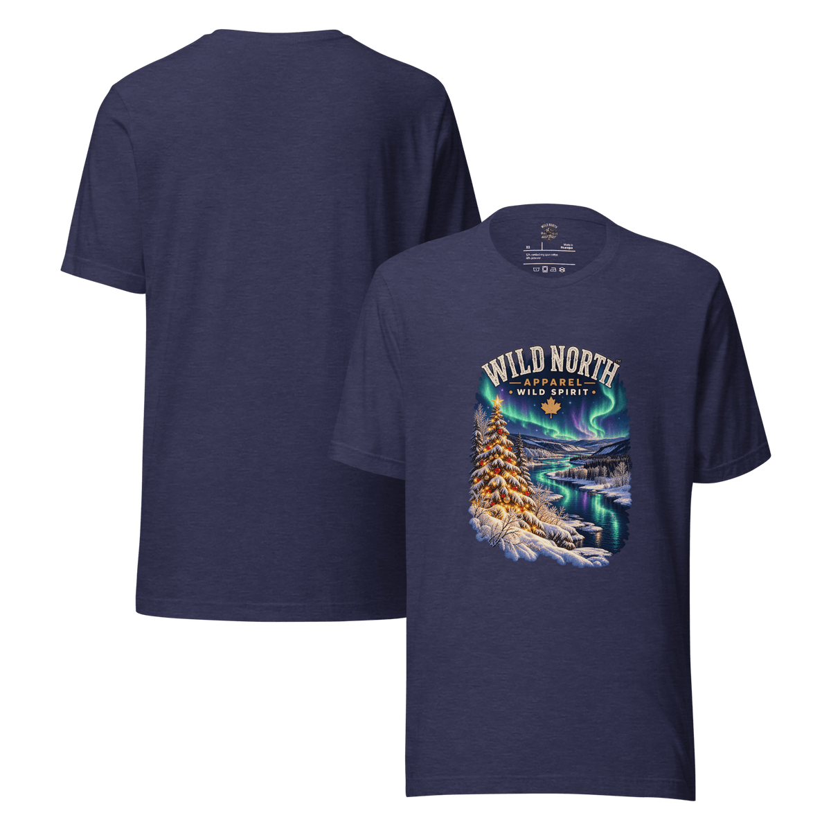 #wild_north_apparelNorthern Lights Christmas River™ - Unisex t-shirt - Wild North Apparel™#canadian_outdoor_wildlife_inspired_clothing#