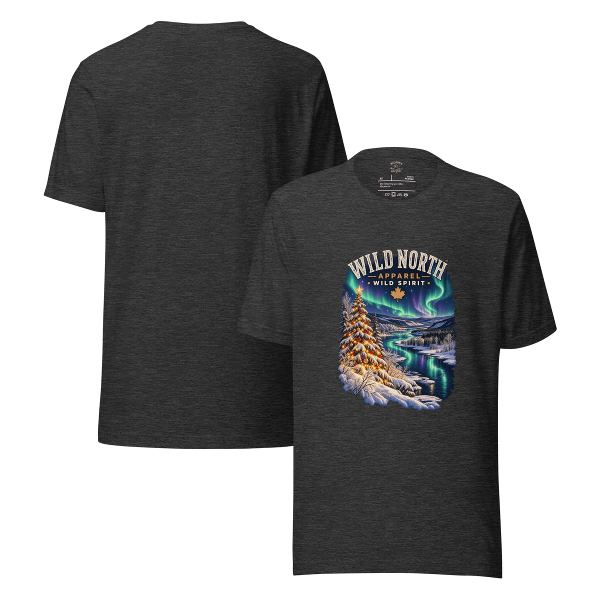 #wild_north_apparelNorthern Lights Christmas River™ - Unisex t-shirt - Wild North Apparel™#canadian_outdoor_wildlife_inspired_clothing#