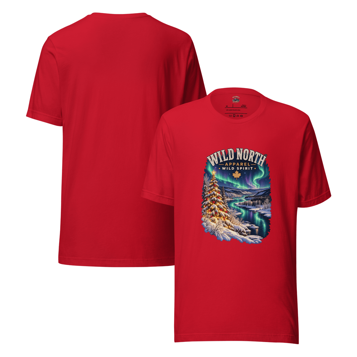 #wild_north_apparelNorthern Lights Christmas River™ - Unisex t-shirt - Wild North Apparel™#canadian_outdoor_wildlife_inspired_clothing#
