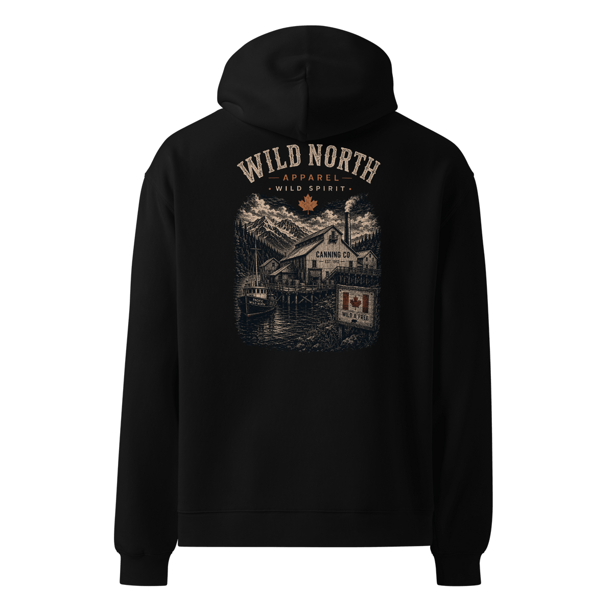 #wild_north_apparelPacific Cannery Heritage - Unisex Oversized Hoodie - Wild North Apparel™#canadian_outdoor_wildlife_inspired_clothing#