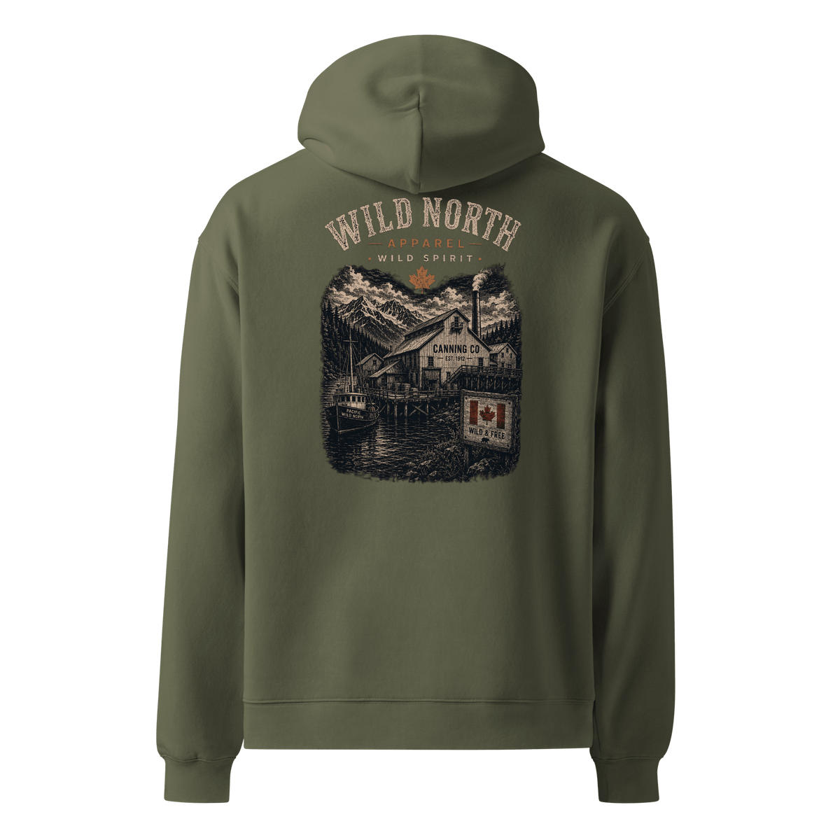 #wild_north_apparelPacific Cannery Heritage - Unisex Oversized Hoodie - Wild North Apparel™#canadian_outdoor_wildlife_inspired_clothing#