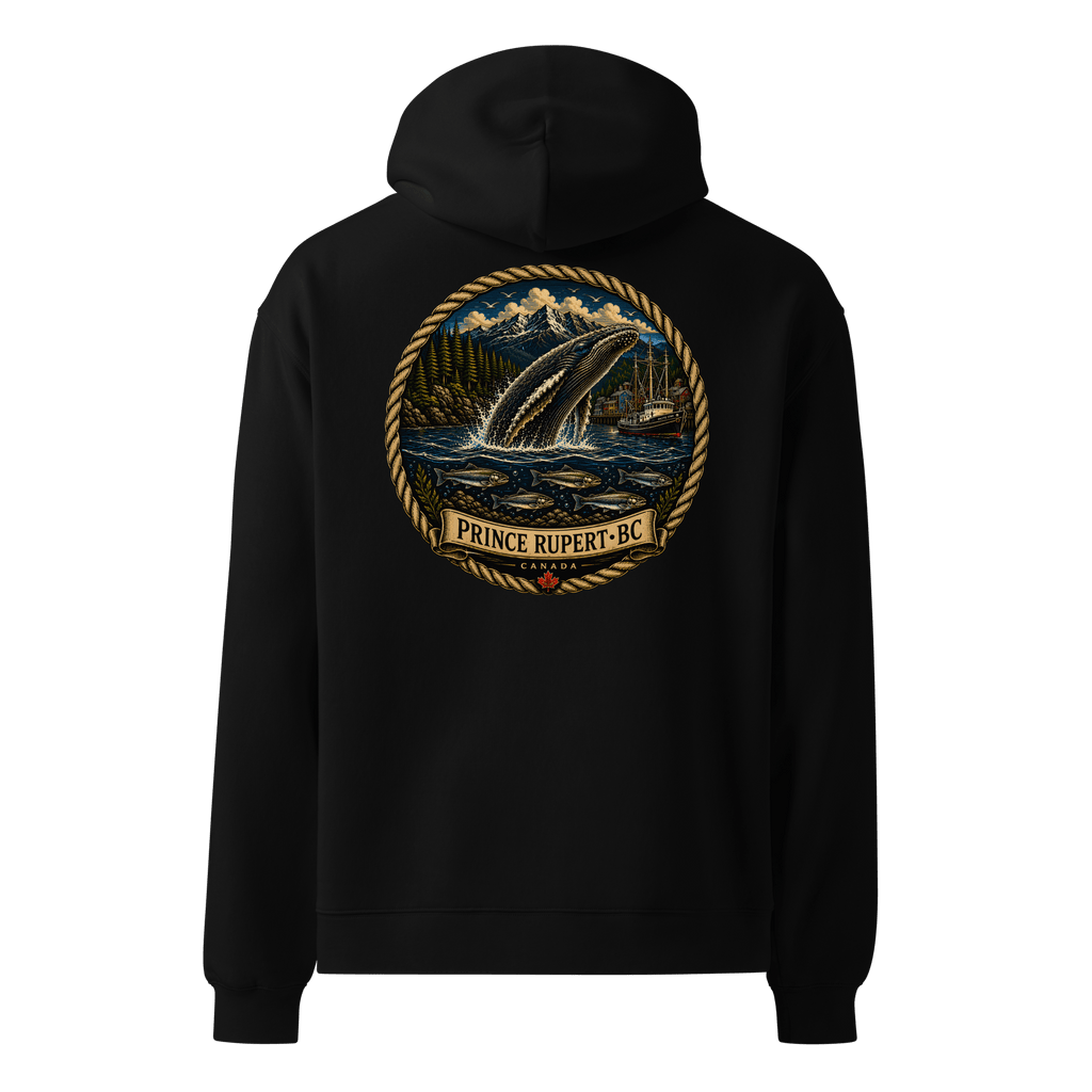 #wild_north_apparelPrince Rupert Humpback Heritage™ - Unisex oversized hoodie - Wild North Apparel™#canadian_outdoor_wildlife_inspired_clothing#