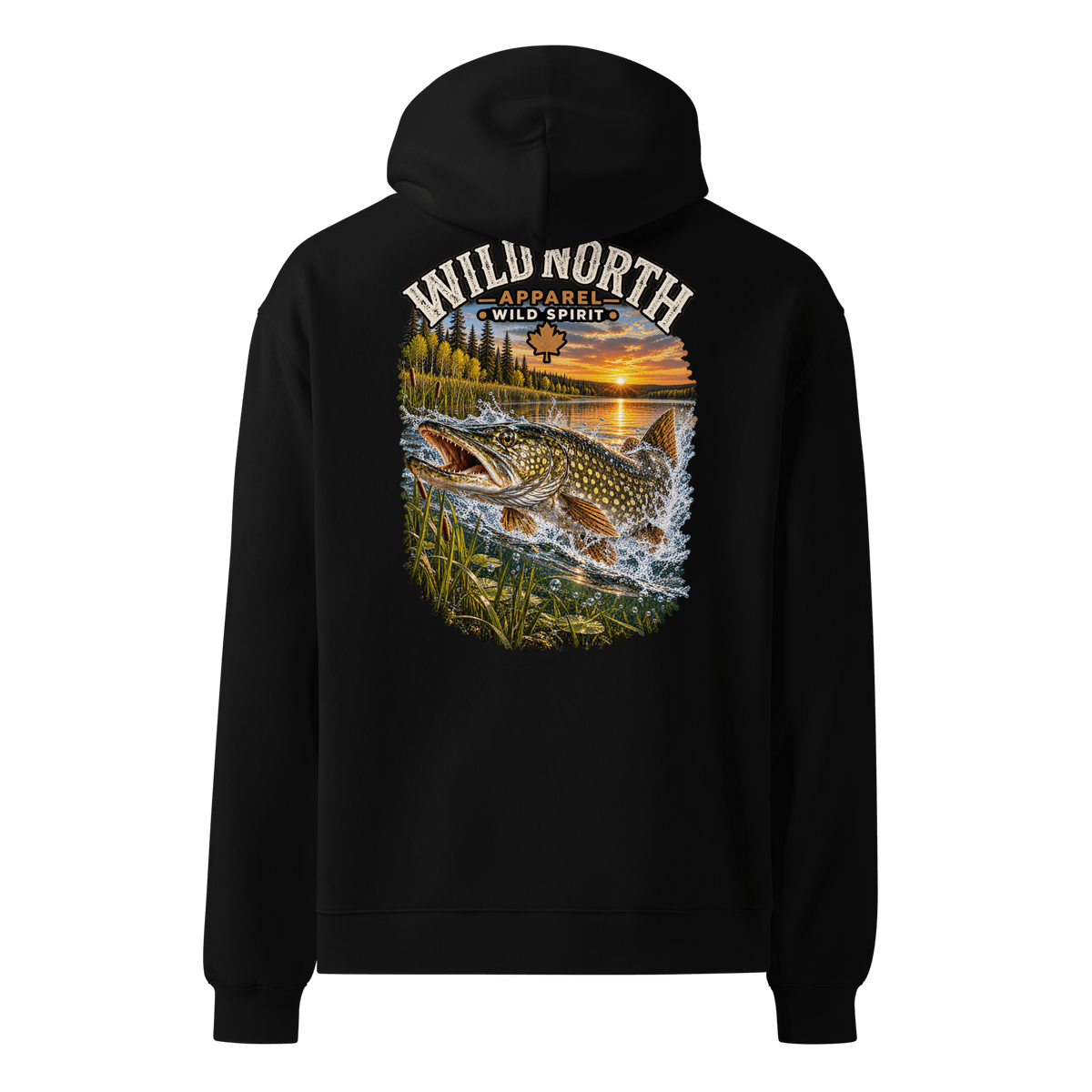 #wild_north_apparelSunset Strike Pike - Unisex oversized hoodie - Wild North Apparel™#canadian_outdoor_wildlife_inspired_clothing#