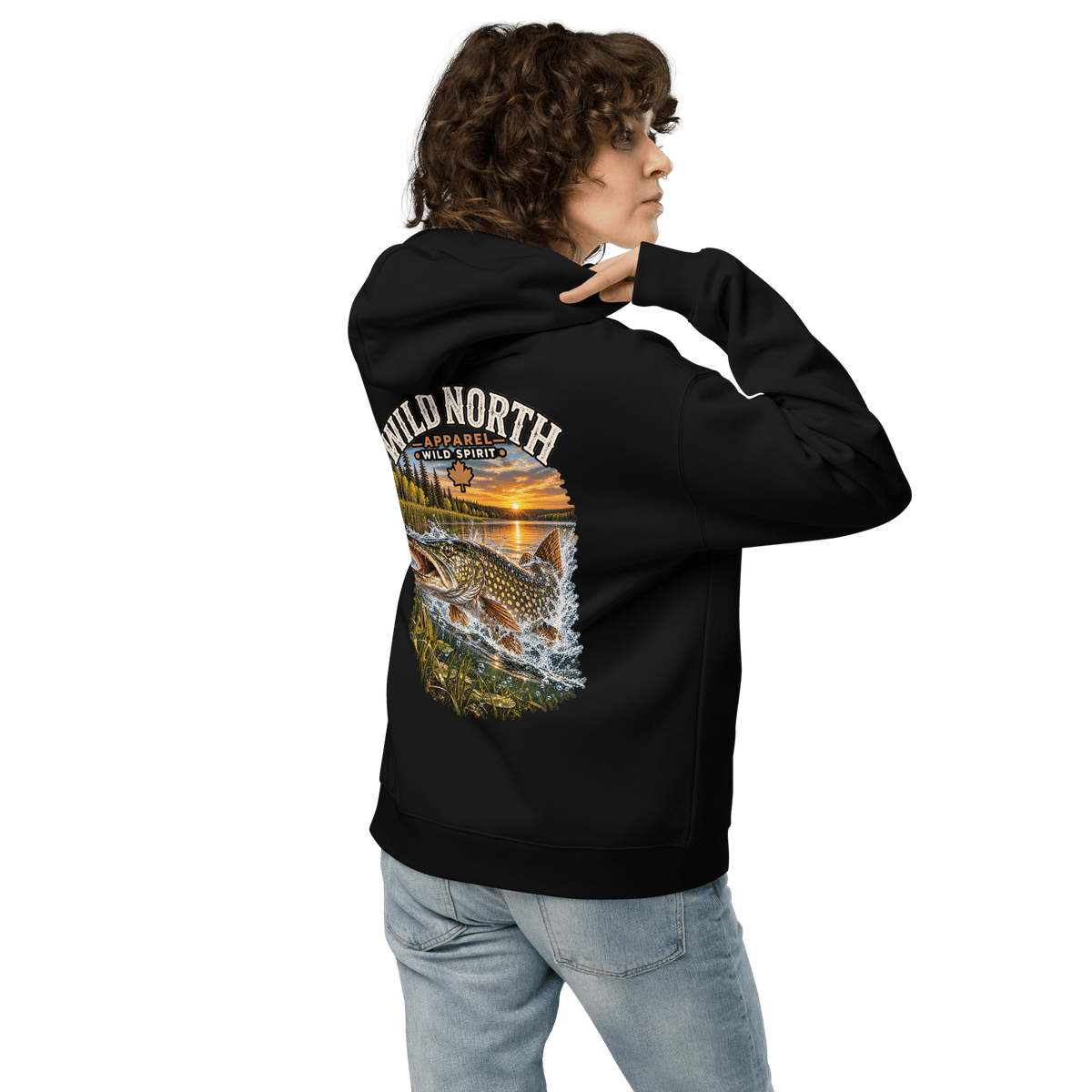#wild_north_apparelSunset Strike Pike - Unisex oversized hoodie - Wild North Apparel™#canadian_outdoor_wildlife_inspired_clothing#