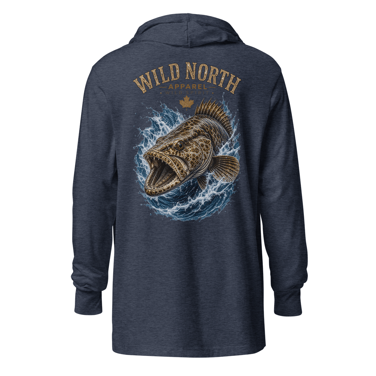 #wild_north_apparelThe Coastal Predator Lingcod Wild Spirit - Hooded long-sleeve tee - Wild North Apparel™#canadian_outdoor_wildlife_inspired_clothing#