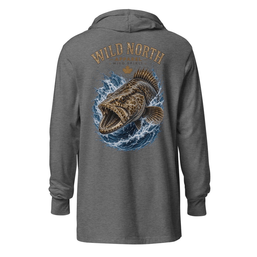 #wild_north_apparelThe Coastal Predator Lingcod Wild Spirit - Hooded long-sleeve tee - Wild North Apparel™#canadian_outdoor_wildlife_inspired_clothing#