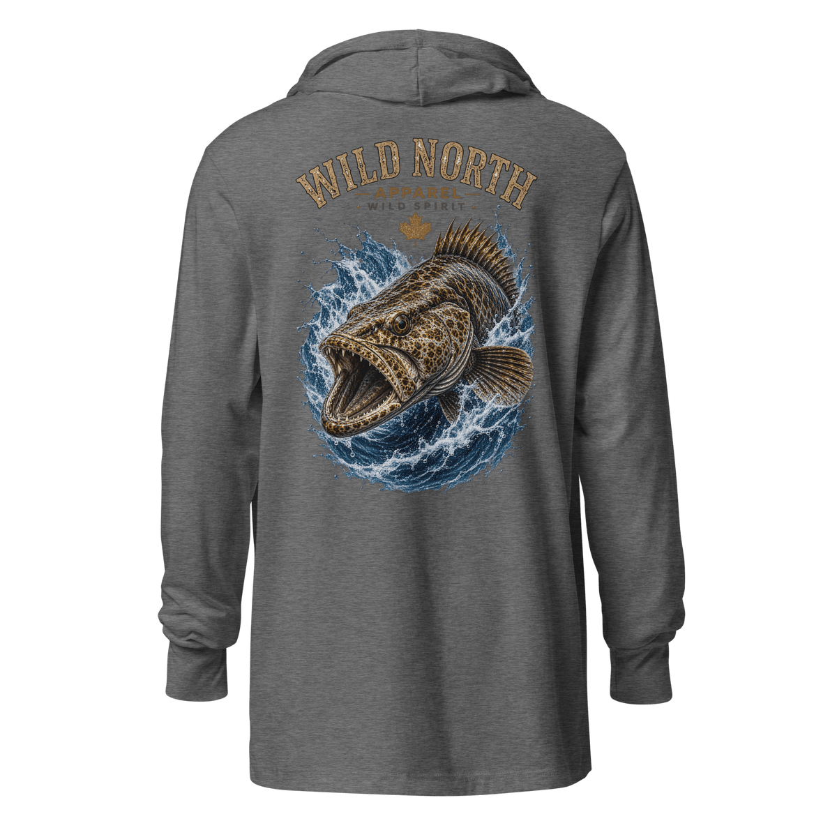 #wild_north_apparelThe Coastal Predator Lingcod Wild Spirit - Hooded long-sleeve tee - Wild North Apparel™#canadian_outdoor_wildlife_inspired_clothing#