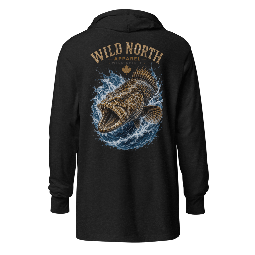 #wild_north_apparelThe Coastal Predator Lingcod Wild Spirit - Hooded long-sleeve tee - Wild North Apparel™#canadian_outdoor_wildlife_inspired_clothing#