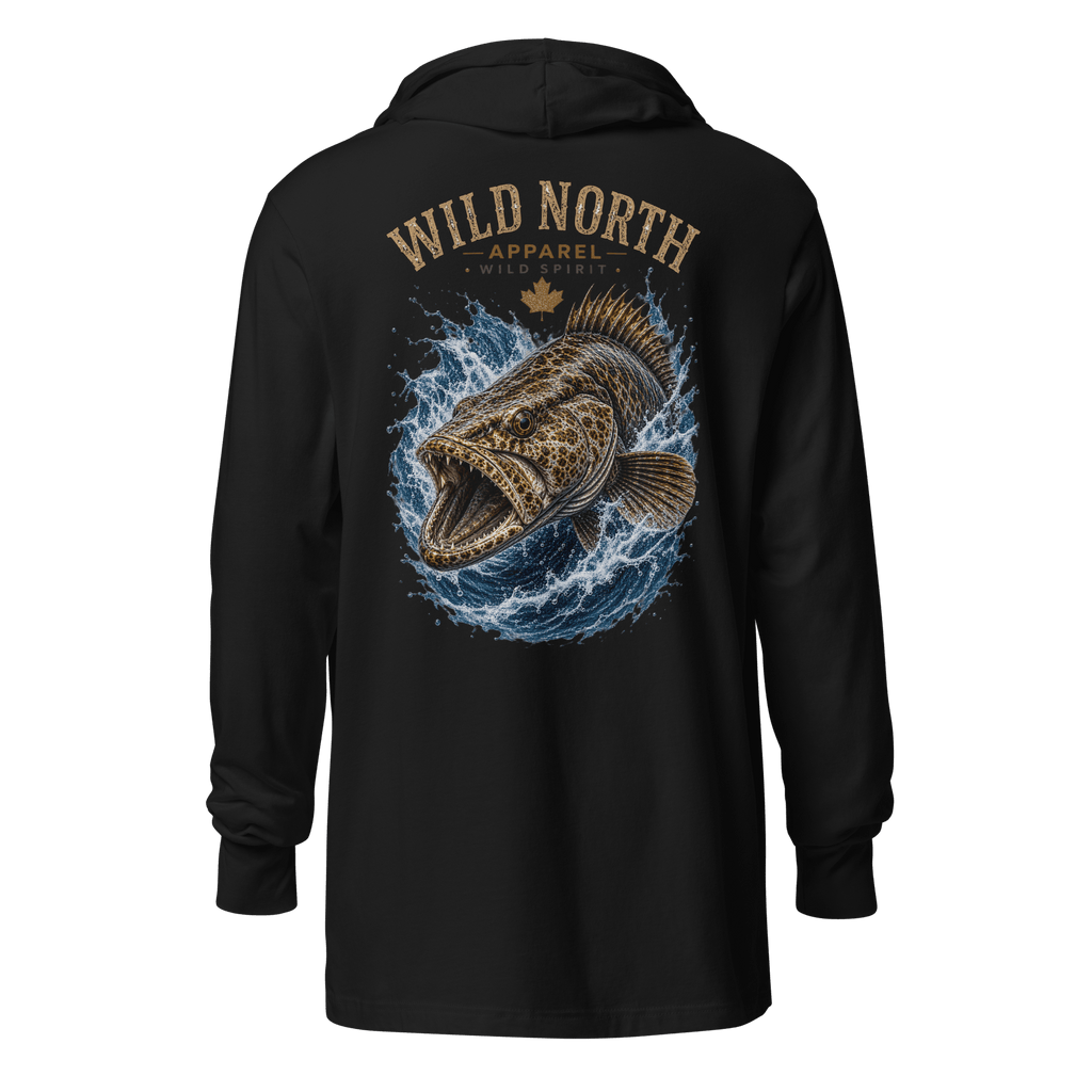 #wild_north_apparelThe Coastal Predator Lingcod Wild Spirit - Hooded long-sleeve tee - Wild North Apparel™#canadian_outdoor_wildlife_inspired_clothing#